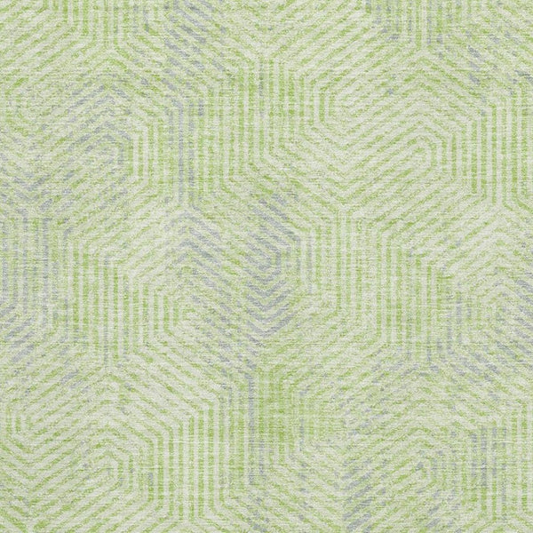 HomeRoots 5' Modern Lime Green and Gray Geometric Washable Area Rug - UV Protected, Stain-Resistant, Durable! 672508