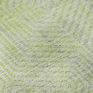 HomeRoots 8' Vibrant Lime Green & Gray Geometric Round Rug – Washable, Stain-Resistant, UV Protected Design! 672509