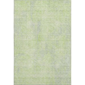 HomeRoots 8' X 10' Vibrant Lime Green and Gray Geometric Area Rug - Washable, UV Protected, Stain Resistant! 672510