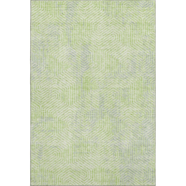 HomeRoots 8' X 10' Vibrant Lime Green and Gray Geometric Area Rug - Washable, UV Protected, Stain Resistant! 672510