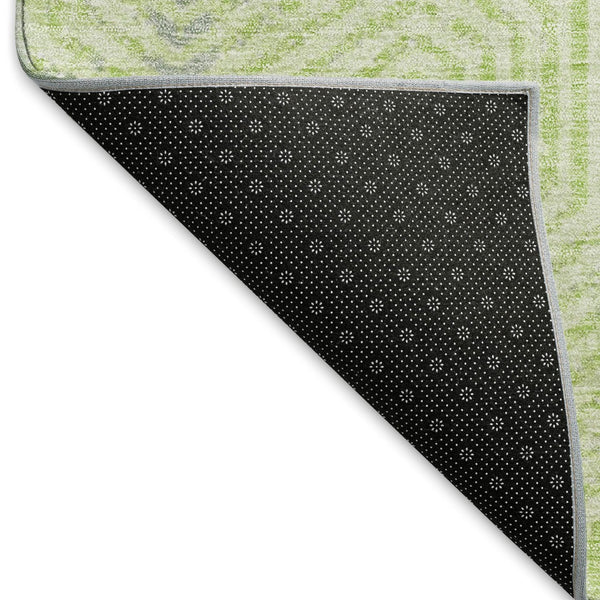 HomeRoots 8' X 10' Vibrant Lime Green and Gray Geometric Area Rug - Washable, UV Protected, Stain Resistant! 672510