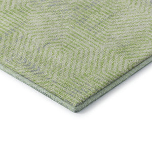 HomeRoots 8' X 10' Vibrant Lime Green and Gray Geometric Area Rug - Washable, UV Protected, Stain Resistant! 672510