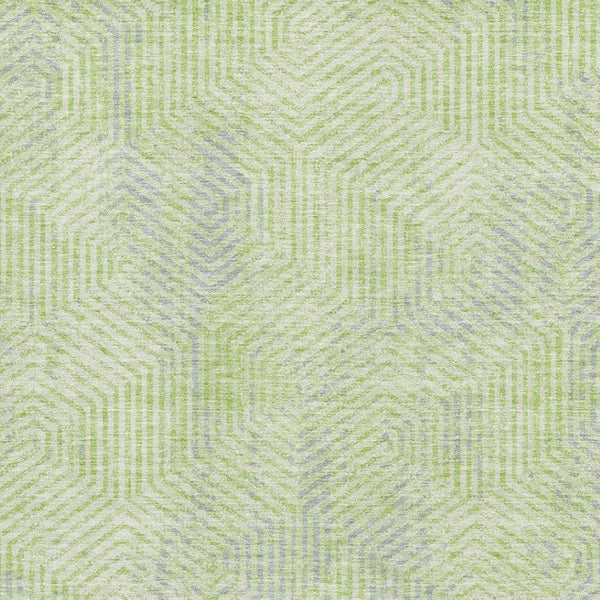 HomeRoots 8' X 10' Vibrant Lime Green and Gray Geometric Area Rug - Washable, UV Protected, Stain Resistant! 672510