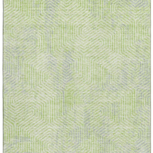 HomeRoots 8' X 10' Vibrant Lime Green and Gray Geometric Area Rug - Washable, UV Protected, Stain Resistant! 672510
