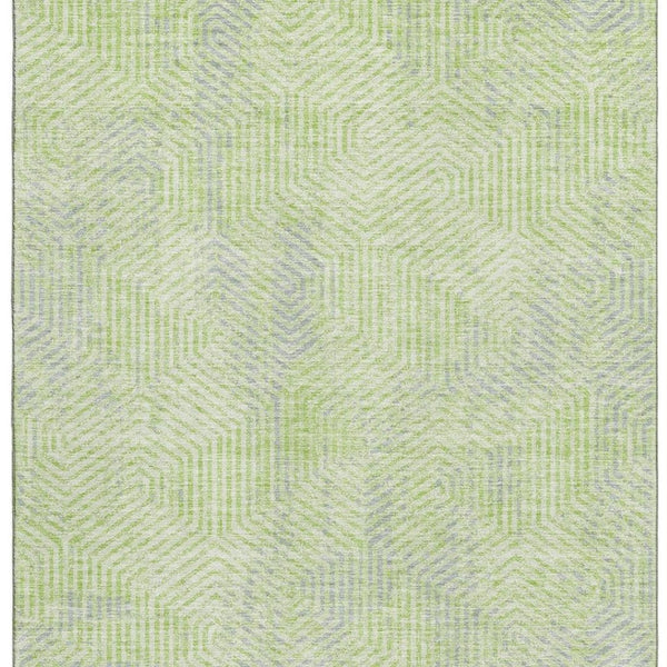 HomeRoots 8' X 10' Vibrant Lime Green and Gray Geometric Area Rug - Washable, UV Protected, Stain Resistant! 672510
