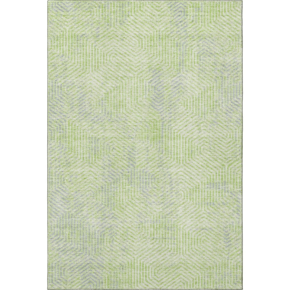HomeRoots 10' Vibrant Lime Green and Gray Geometric Area Rug - Washable, UV Protected, and Stain Resistant! 672512