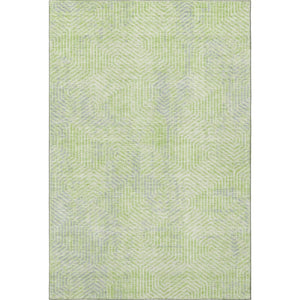 HomeRoots 10' Vibrant Lime Green and Gray Geometric Area Rug - Washable, UV Protected, and Stain Resistant! 672512