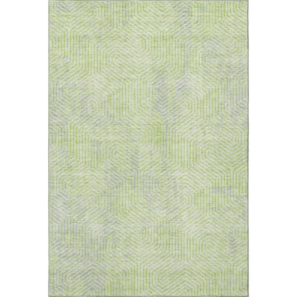 HomeRoots 10' Vibrant Lime Green and Gray Geometric Area Rug - Washable, UV Protected, and Stain Resistant! 672512