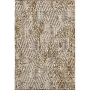 HomeRoots 8' X 10' Coffee & Beige Geometric Area Rug - Washable, UV-Protected for Modern Homes & Easy Care 672516