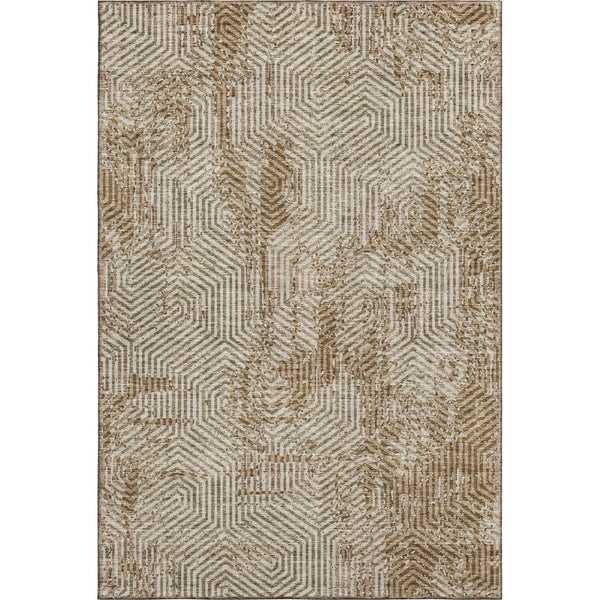 HomeRoots 8' X 10' Coffee & Beige Geometric Area Rug - Washable, UV-Protected for Modern Homes & Easy Care 672516