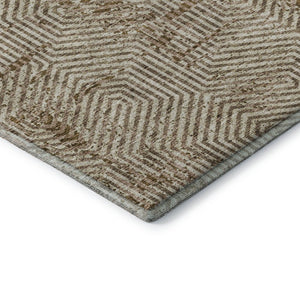 HomeRoots 8' X 10' Coffee & Beige Geometric Area Rug - Washable, UV-Protected for Modern Homes & Easy Care 672516