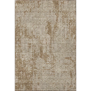 HomeRoots 8' X 10' Coffee & Beige Geometric Area Rug - Washable, UV-Protected for Modern Homes & Easy Care 672516
