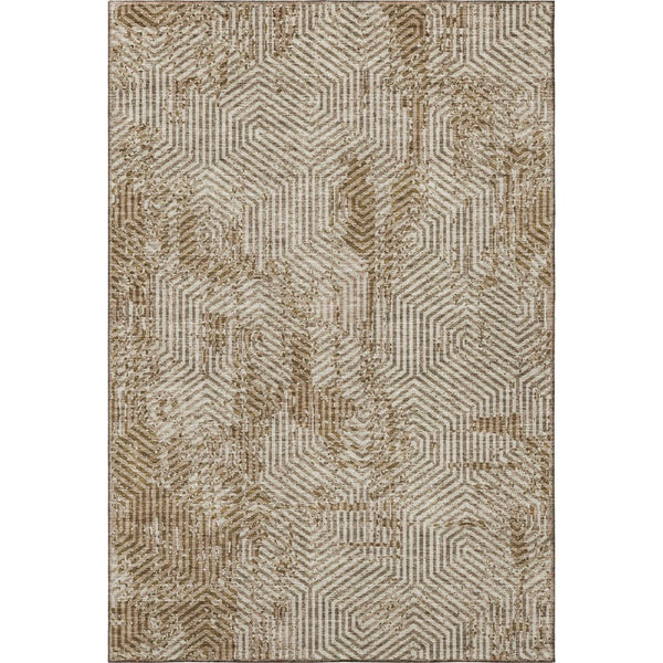 HomeRoots 8' X 10' Coffee & Beige Geometric Area Rug - Washable, UV-Protected for Modern Homes & Easy Care 672516