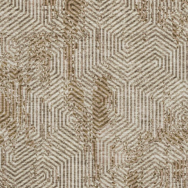 HomeRoots 9' X 12' Modern Geometric Coffee and Beige Area Rug - Washable, Stain Resistant, UV Protected Design 672517