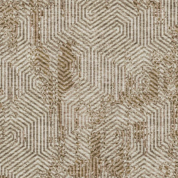 HomeRoots 10' Modern Coffee and Beige Geometric Washable Area Rug with UV Protection for Busy Homes 672518
