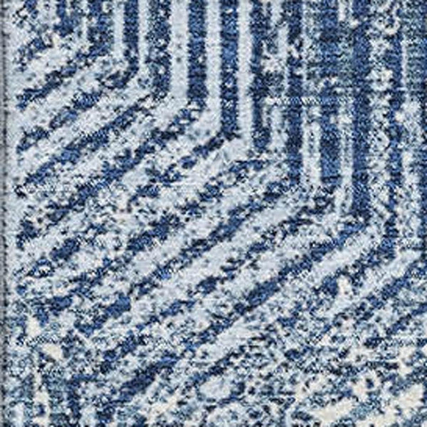 HomeRoots 10' X 14' Navy Blue & Ivory Geometric Washable Area Rug with UV Protection for High-Traffic Spaces 672524