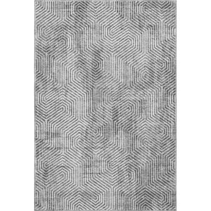 HomeRoots 10' Geometric Silver and Gray Washable Area Rug - UV Protected, Modern Design for Active Families 672530