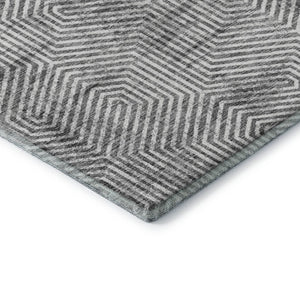 HomeRoots 10' Geometric Silver and Gray Washable Area Rug - UV Protected, Modern Design for Active Families 672530