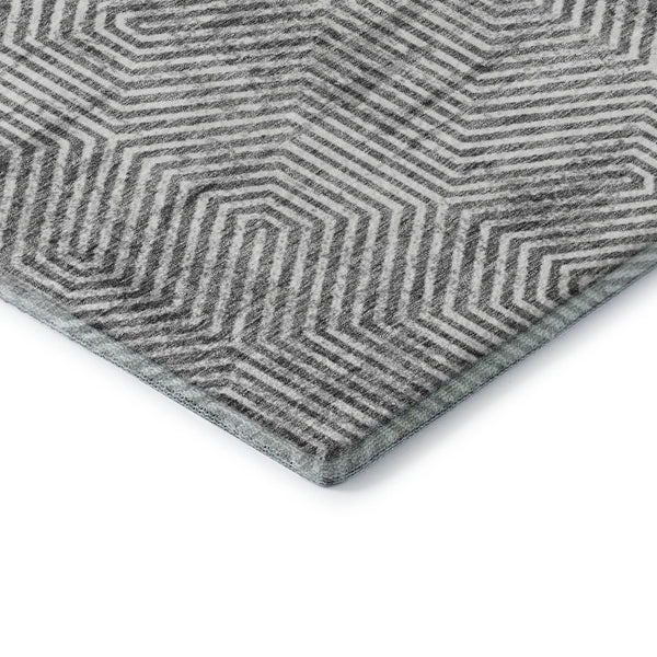 HomeRoots 10' Geometric Silver and Gray Washable Area Rug - UV Protected, Modern Design for Active Families 672530