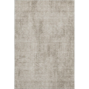 HomeRoots 5' X 8' Taupe and Beige Geometric Area Rug - Washable, UV Protected, Stain Resistant for Homes 672532