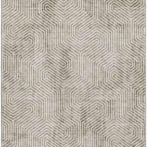 HomeRoots 5' X 8' Taupe and Beige Geometric Area Rug - Washable, UV Protected, Stain Resistant for Homes 672532