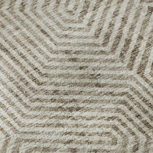 HomeRoots 8' Modern Taupe & Beige Geometric Washable Round Rug - Durable, UV-Protected, Easy-Care Design 672533