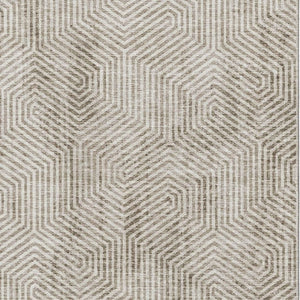 HomeRoots 8' X 10' Taupe and Beige Geometric Area Rug - Washable, UV Protected, Stain Resistant, Durable Design 672534