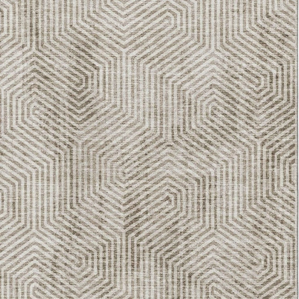HomeRoots 8' X 10' Taupe and Beige Geometric Area Rug - Washable, UV Protected, Stain Resistant, Durable Design 672534
