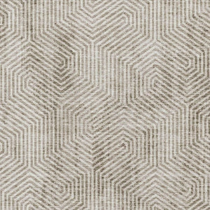 HomeRoots 9' X 12' Taupe and Beige Geometric Area Rug - Washable, UV Protected & Perfect for High-Traffic Spaces 672535