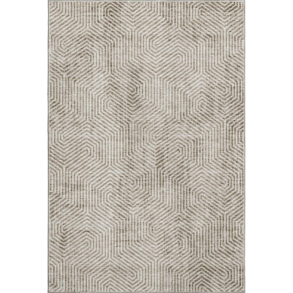 HomeRoots 10' X 14' Taupe & Beige Geometric Area Rug - Washable, UV-Protected, Stylish & Durable for Homes 672536