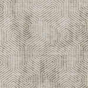 HomeRoots 10' X 14' Taupe & Beige Geometric Area Rug - Washable, UV-Protected, Stylish & Durable for Homes 672536