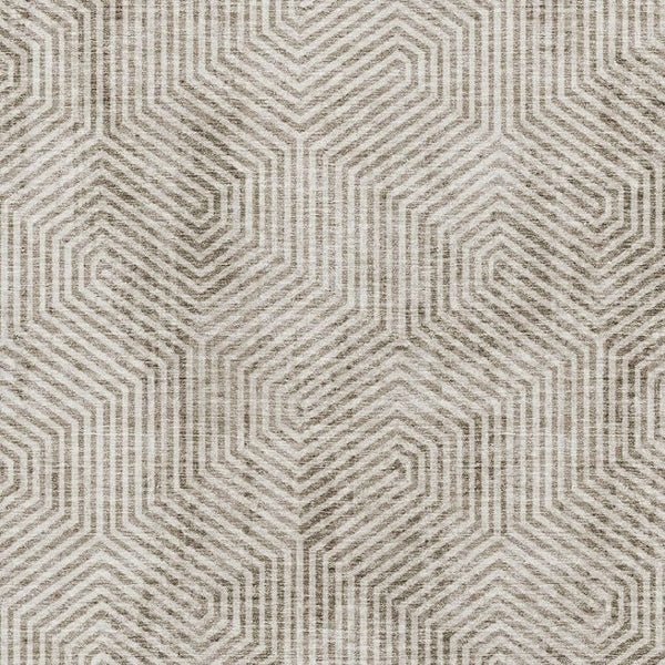 HomeRoots 10' X 14' Taupe & Beige Geometric Area Rug - Washable, UV-Protected, Stylish & Durable for Homes 672536
