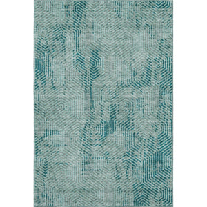HomeRoots 5' X 8' Modern Teal & Gray Geometric Area Rug - Washable, UV-Protected, Stain-Resistant Design 672538