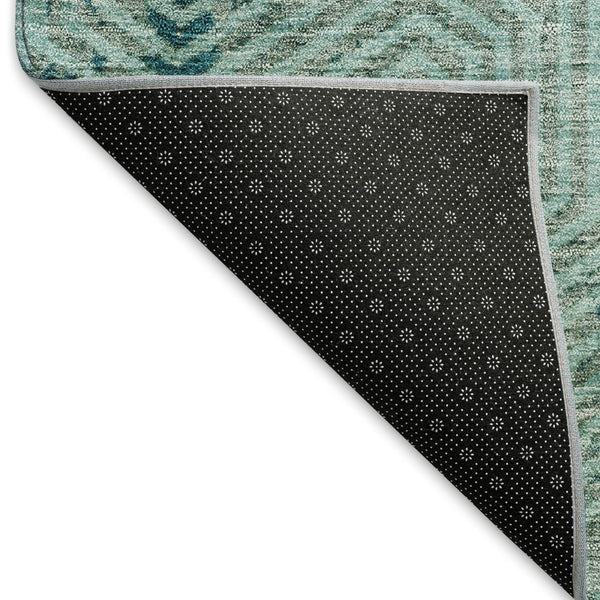 HomeRoots 5' X 8' Modern Teal & Gray Geometric Area Rug - Washable, UV-Protected, Stain-Resistant Design 672538