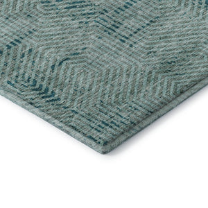 HomeRoots 5' X 8' Modern Teal & Gray Geometric Area Rug - Washable, UV-Protected, Stain-Resistant Design 672538