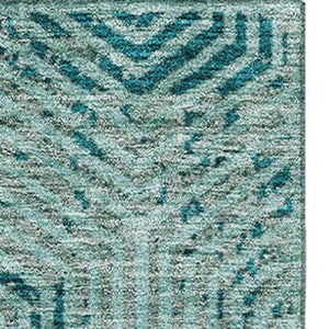 HomeRoots 5' X 8' Modern Teal & Gray Geometric Area Rug - Washable, UV-Protected, Stain-Resistant Design 672538