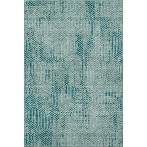 HomeRoots 5' X 8' Modern Teal & Gray Geometric Area Rug - Washable, UV-Protected, Stain-Resistant Design 672538