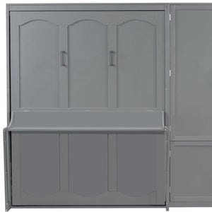 HomeRoots Gray Wood Queen Murphy Bed - Stylish Space-Saving Design for Guest Rooms & Home Offices, Supports 450 lbs 672545