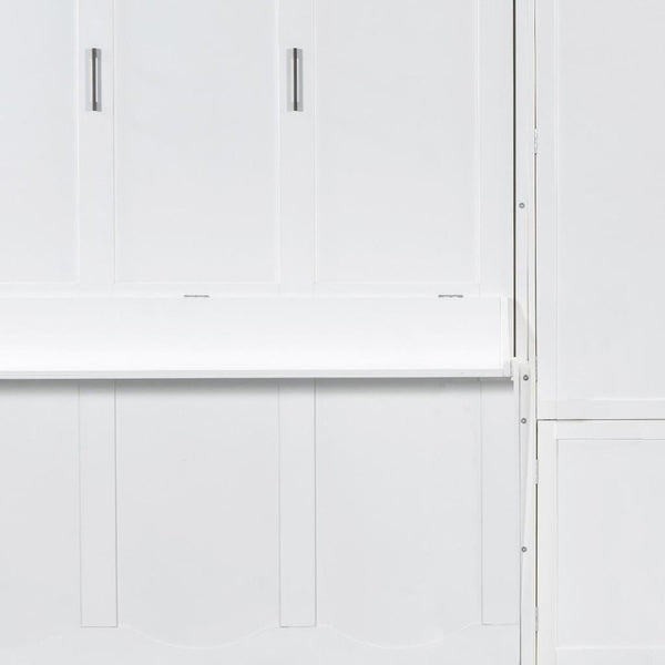 HomeRoots White Wood Queen Murphy Bed - Elegant Space-Saving Design with Quick Transformation & Comfort 672546