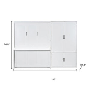 HomeRoots White Wood Queen Murphy Bed - Elegant Space-Saving Design with Quick Transformation & Comfort 672546