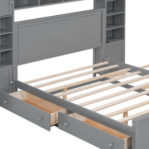 HomeRoots Gray Wood Full Bed Frame with Twin Trundle – Stylish, Space-Saving Solution for Modern Bedrooms 672547