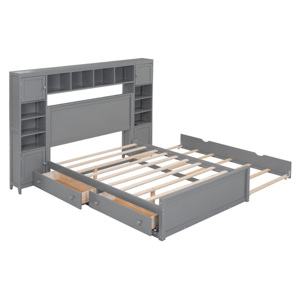 HomeRoots Gray Wood Full Bed Frame with Twin Trundle – Stylish, Space-Saving Solution for Modern Bedrooms 672547