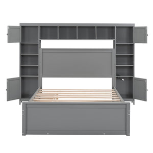 HomeRoots Gray Wood Full Bed Frame with Twin Trundle – Stylish, Space-Saving Solution for Modern Bedrooms 672547
