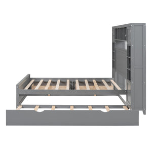 HomeRoots Gray Wood Full Bed Frame with Twin Trundle – Stylish, Space-Saving Solution for Modern Bedrooms 672547