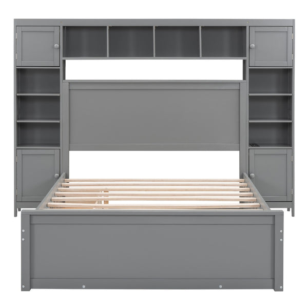 HomeRoots Gray Wood Full Bed Frame with Twin Trundle – Stylish, Space-Saving Solution for Modern Bedrooms 672547