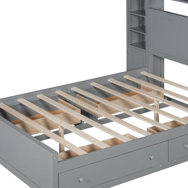 HomeRoots Gray Wood Queen Bed Frame - Modern Low-Profile Design, Durable Construction for Ultimate Comfort & Style 672550
