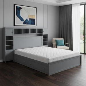 HomeRoots Gray Wood Queen Bed Frame - Modern Low-Profile Design, Durable Construction for Ultimate Comfort & Style 672550