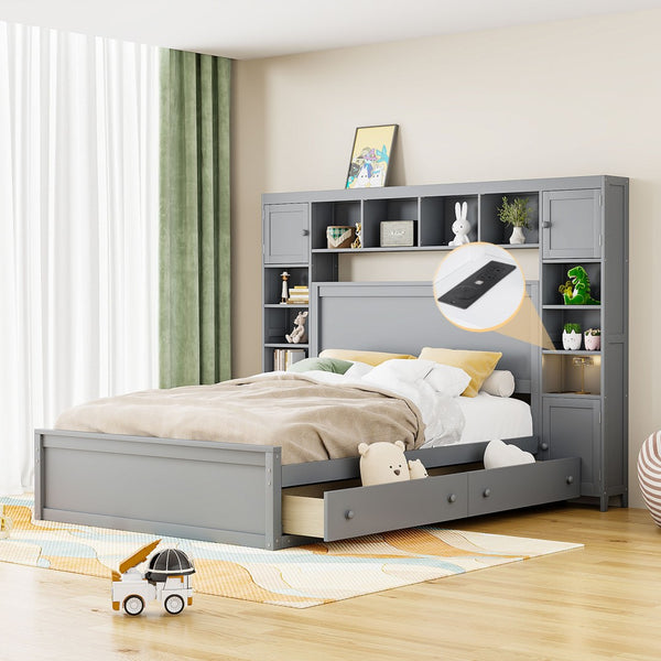HomeRoots Gray Wood Queen Bed Frame - Modern Low-Profile Design, Durable Construction for Ultimate Comfort & Style 672550