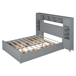 HomeRoots Gray Wood Queen Bed Frame - Modern Low-Profile Design, Durable Construction for Ultimate Comfort & Style 672550