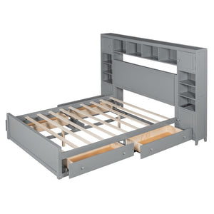 HomeRoots Gray Wood Queen Bed Frame - Modern Low-Profile Design, Durable Construction for Ultimate Comfort & Style 672550